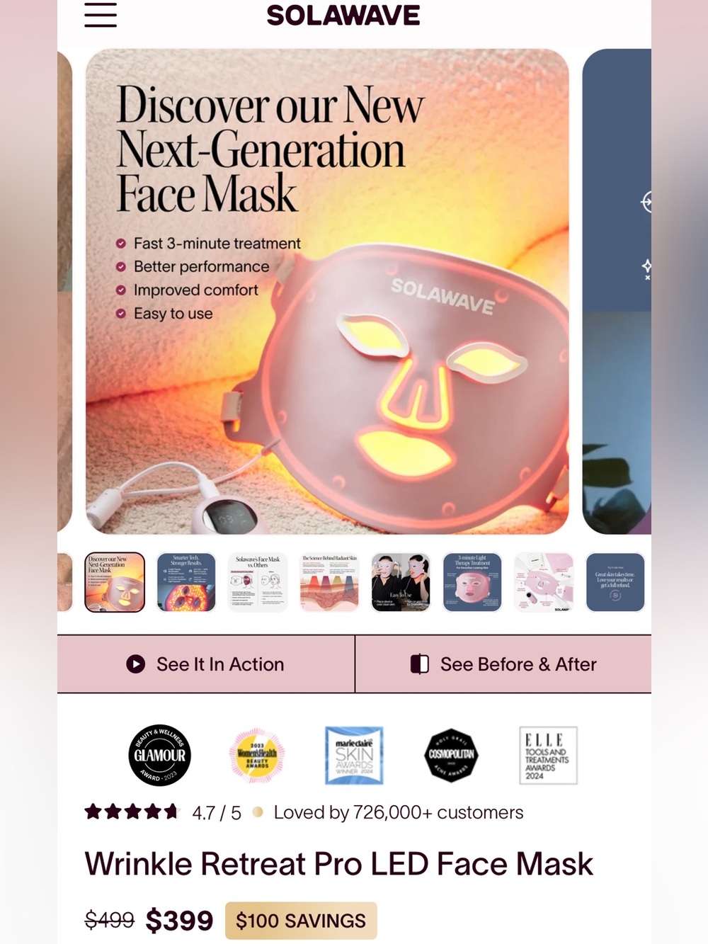 Solawave Light Therapy Mask - Picture 4 of 13